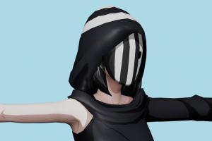 Kurona Yasuhisa Tokyo-Ghoul, anonymous, woman, girl, female, people, human, xna, characters, rigged